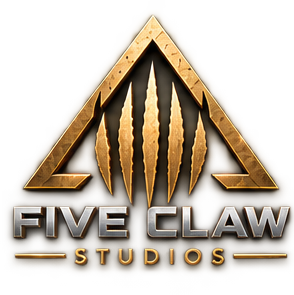 Official Five Claw Studios gold and steel logo